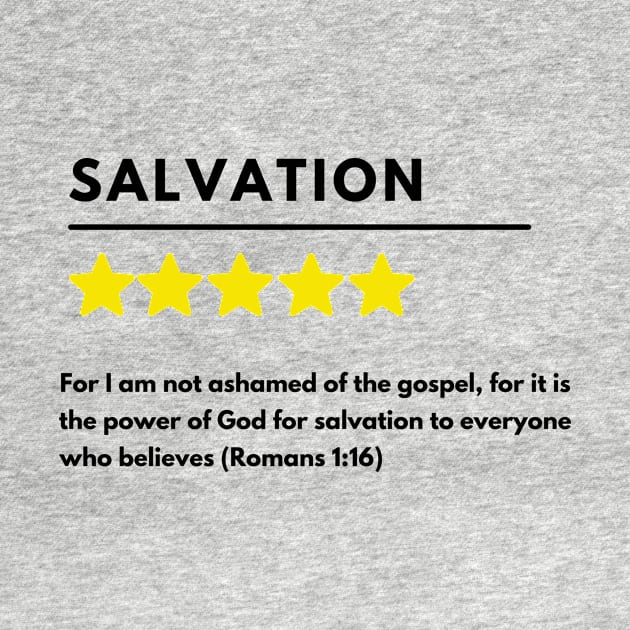 Salvation positive review meme, black text by Selah Shop
